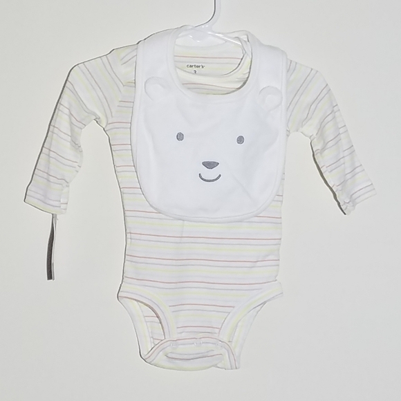 NWT Carter's Bear Onesie Bodysuit and Bib 3m - Picture 1 of 6